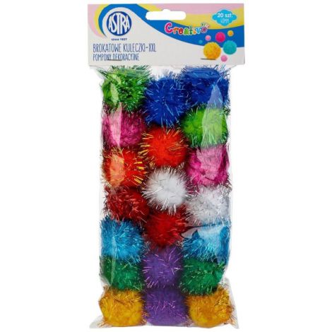 Pompony brokatowe Astra 4cm, 20szt